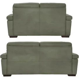 Calia Italia Polstergarnitur CALIA ITALIA "Gaia, hochwertige Garnitur aus 2-Sitzer & 3-Sitzer im edlen Design", grün, Luxus-Microfaser GINEVRA, Luxus-Microfaser Ginevra (100% Polyester), Sitzmöbel-Sets, aus pflegeleichtem Luxus-Microfaser Ginevra Hydro Care