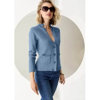 Madeleine Strickjacke Eleganter Blazer mit feinem Glattstrick Blau 46