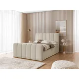 Fun Möbel Boxspringbett Schlafzimmerbett DENIS 180x200cm Stoff Catch Me Sand - Beige