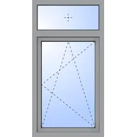 Kunststoff Fenster mit Oberlicht TED Dreh-Kipp 2-fach Verglasung Silbergrau RAL 7001 innen öffnend DIN links