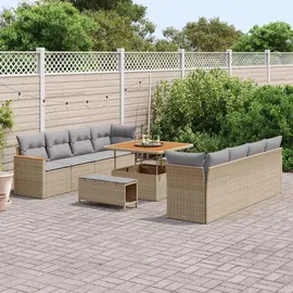 vidaXL Garten-Lounge-Set 11-tlg. beige