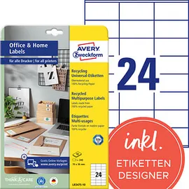 Avery Zweckform Etiketten LR3475-10 weiß 70,0 x 36,0 mm
