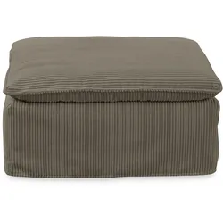 KAWOLA Hocker NETTA Polsterhocker Bezug abziehbar Cord graubraun