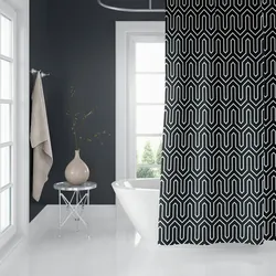 KS Handel 24 Textil Duschvorhang Ethnic Schwarz Weiss 240x180 cm, inkl. Duschvorhangringe inkl. Beschwerung