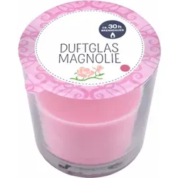 Duftkerze im Glas, Qualitätskerze mit ca. 30 Stunden Brenndauer, Duft: Magnolie