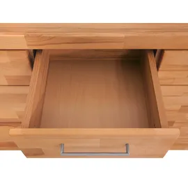 OTTO home Sideboard OTTO HOME "Logo,130cm breit,42 cm tief, Fronten Massivholz,2 breite Fächer", beige (kernbuche teilmassiv), B:130cm H:80cm T:42cm, Holz teilmassiv, Sideboards, Sideboard, Holz massiv, Holzwerkstoff, Metall Griffe,3Türen,3Schubladen