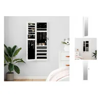 vidaXL Schmuckschrank mit Spiegel Wandmontage Weiß 30x8,5x106 cm