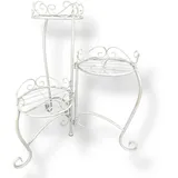 Crispe Blumenständer Blumenregal Blumentreppe mit 3 Etagen - zusammenfaltbar - Pflanzregal Pflanzenständer aus Metall - Höhe 56 cm - sehr stabil (Antikweiß)