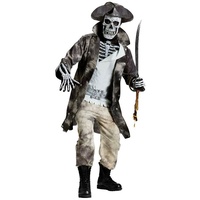 Fun World Kostüm Verfluchter Pirat, Skelett Piratenkostüm für angsteinflößende Auftritte grau