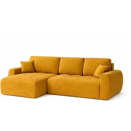 kaiser möbel Ecksofa mit Schlaffunktion und Bettkasten Ivo L aus Veloursstoff Salvador, Ecksofa mit Schlaffunktion, ausziehbar,mit Schlaffunktion,integrierter Stauraum gelb
