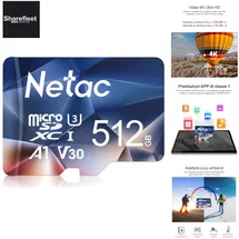 Netac 512GB Micro SD Karte UHS-I bis zu 90/10 MB/s(R/W) für Kameras, Dashcam, Switch und Smartphones