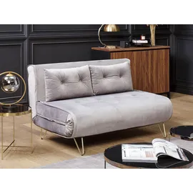 Beliani Schlafsofa Samt 2-Sitzer Grau