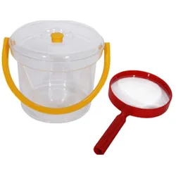 Gowi Experimentierset Forscher transparenter Eimer mit grüner Lupe Strand Spi...