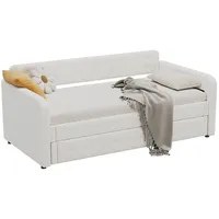 MODFU Polsterbett Schlafsofa, Einzel-Tagesbett ausziehhare Liegeffäche 90*200cm (90*200cm), ohne Matratze beige