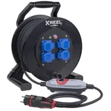 PCE 9350001 Personenschutz-Kabeltrommel Kunststoff PRCD-S+ Schwarz, Blau, Grau, Rot IP54