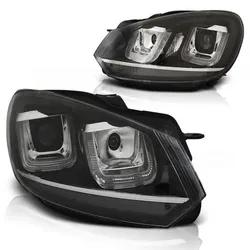 LED Tagfahrlicht Upgrade Scheinwerfer für VW Golf 6 08-12 schwarz / chrom