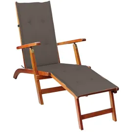 vidaXL Gartenliege Liegestuhl mit Fußstütze und Auflage 200 x 56 x 20 cm Braun