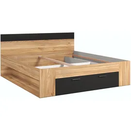 Home Affaire Bettgestell HOME AFFAIRE "Faweza, Breite 160 bzw. 180 cm, Stauraumbett", beige (eiche mauvella, schwarz, eiche mauvella, schwarz), B:186cm H:90cm L:205cm, Betten, Bettgestell, Funktionsbett Schublade mit extra viel Stauraum