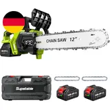 Supstable Akku Kettensäge 12 Zoll, 2X5,0Ah Elektro Kettensäge, 1200W Bürstenlose