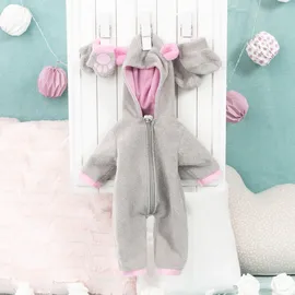 Bayer Puppenkleidung Plüschoverall Grau/Rosa (84205AA)