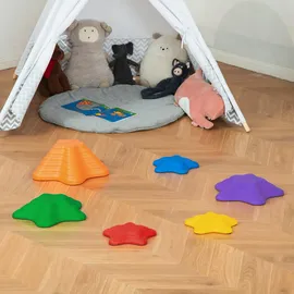 Outsunny Flusssteine, 6-tlg. Balanciersteine, Balancespiel, Rutschfest Stapelsteine, Trittsteine bis 80 kg Belastbar, für 3-8 Jahre Bunt