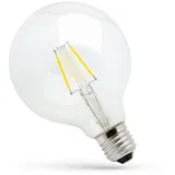 Spectrum LED-Leuchtmittel LED E27 G95 Filament klar 4W=38W 230V Globe 450lm 300° Warmweiß 2700K, E27, Warmweiß, Filament klar, Globe weiß