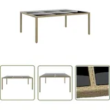 Gartentisch 200x150x75 cm Hartglas und Poly Rattan Beige - Gartentisch - Outdoor-Tisch - Polyrattan Tisch - Gartenmöbel - Terrassenmöbel - The Living