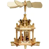 SIKORA P2 klassische Weihnachtspyramide aus Holz 2 Etagen Kerzen H:30cm