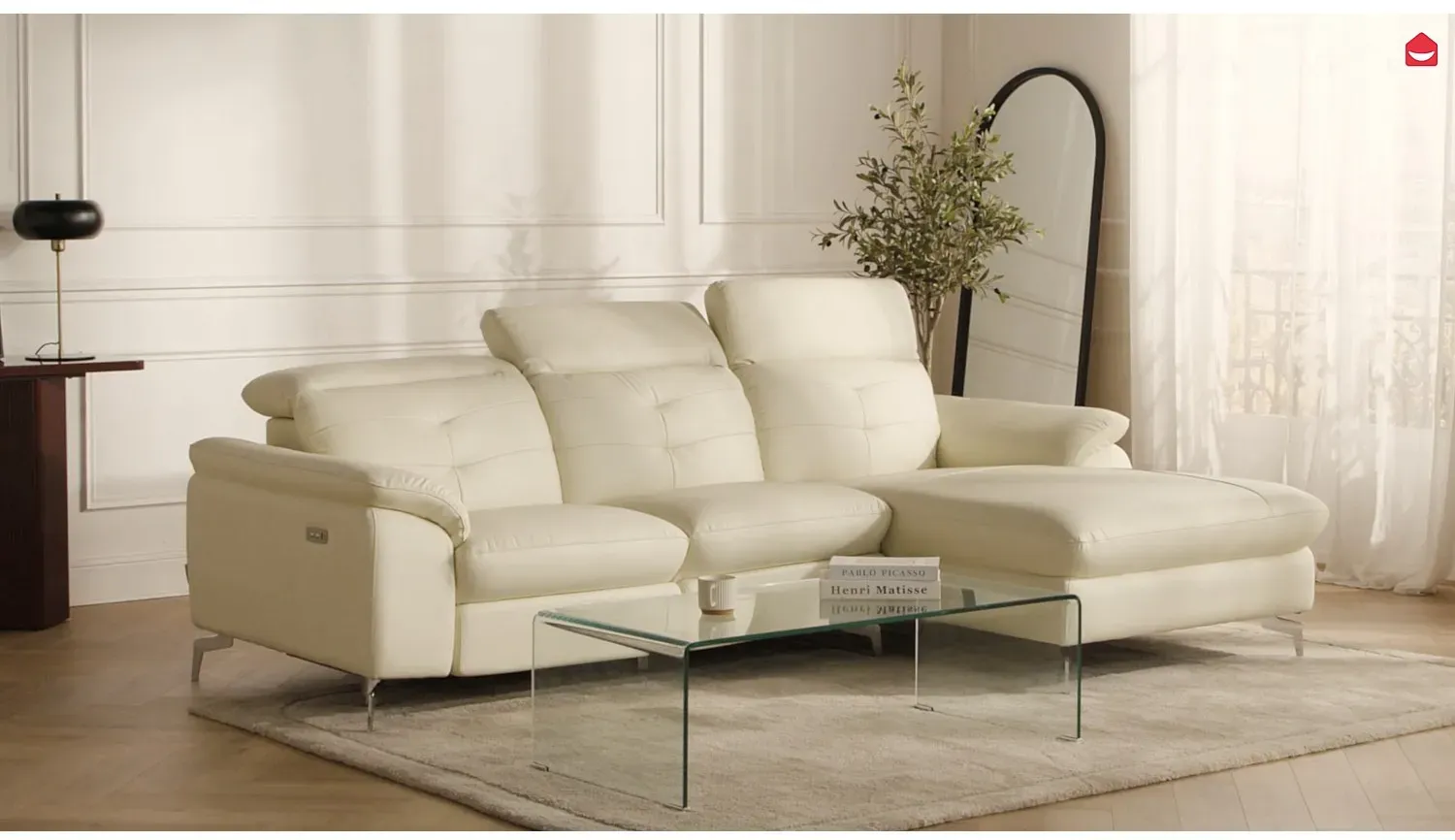 Relaxsofa Ecksofa Leder - Ecke Links - Elfenbeinfarben - LISMORE