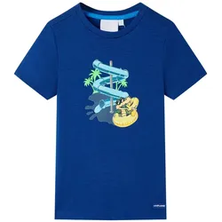 Kinder-T-Shirt Dunkelblau 140 – Weiches Shirt mit fröhlichem Wasserrutschen-Print - 140