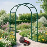 Schwer Rosenbogen Verzinkt Gartenbogen, Wetterfest Rosenbogen Aus Metall Stabil Für Kletterpflanzen Freistehend, Gartenlaube, Rosengestell Torbogen 120 140 180 200 240 280cm(Grün,W80 X H220cm)