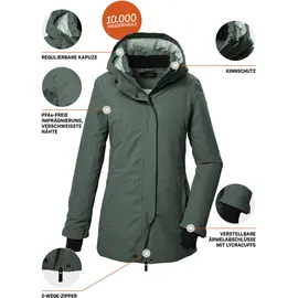 KILLTEC Damen Kow 93 Wmn Pkr Funktionsparka/Parka Mit Kapuze, Grün/grau, 38 EU