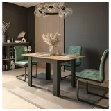 Vicco Esstisch Repose, Anthrazit/Goldkraft Eiche, 100 x 80 cm ausziehbar (1-St) grau 100 cm x 76 cm x 80 cm