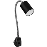 ledscom.de GU10 Steckdosenlampe WAIKA Schwanenhals, Schalter, schwarz inkl. GU10 LED 3-Stufen dimmbar weiß