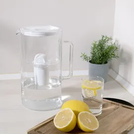 Wessper Wasserfilterkanne Aus Glas 3 L Weiß Kompatibel Mit Brita Classic -wasserfilterkartuschen | Inklusive 1 Wasserfilter-kartusche - Weiß