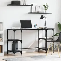 vidaXL Schreibtisch mit Regal Schwarz Eichen-Optik 140 x 50 x 75 cm