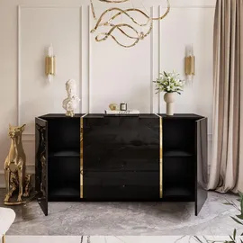 lookway SIDEBOARD MIT SCHUBLADEN ONYX HOCHGLANZ 158 CM PUSH OPEN