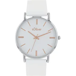 Quarzuhr S.OLIVER, weiß, Armbanduhren, Damen, Armbanduhr, Damenuhr, analog, Silikonarmband
