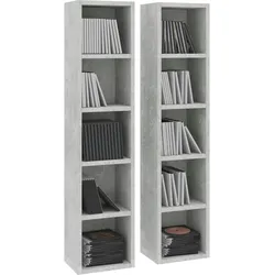 vidaXL CD-Regale 2 Stk. Betongrau 21x16x93,5 cm Holzwerkstoff