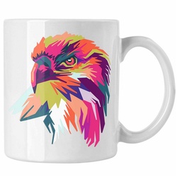 Trendation Tasse Trendation – Adler Polygon Tasse Geschenk Adler-Fans Kaffeetasse weiß