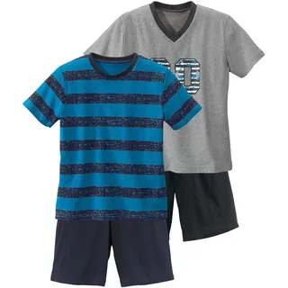 AUTHENTIC LE JOGGER Pyjama, (4 tlg., 2 Stück), mit lässigem Druck und gedruckten Streifen AUTHENTIC LE JOGGER türkis-gestreift, grau-meliert