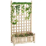 Outsunny Rankpflanzen Balkonkasten, 1,2m, Pflanzkasten mit Rankgitter, Blumenkasten, Naturholz Aosom.de