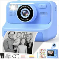 POPOLIC 1080P Kinderkamera - Selfie Digitalkamera Kinder mit 32GB Sofortbildkamera (inkl. Blau, Geburtstagsgeschenk Spielzeug ab 3-11 Jahre Mädchen Jungen) blau