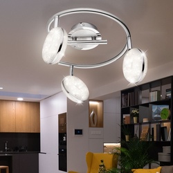 LED Chrom Decken Leuchte Nickel Lampe Ess Zimmer Beleuchtung Acryl satiniert Kristalle Globo 56123-3