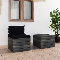 VidaXL 2-tlg. Garten-Sofagarnitur aus Paletten mit Kissen Kiefernholz