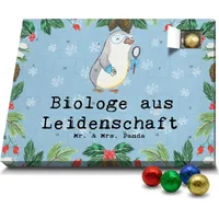 Mr. & Mrs. Panda Schoko Adventskalender Biologe Leidenschaft - Blau Pastell - Geschenk, Tests, Rente, Laborant, Mitarbeiter, Master, Bachelor, Natu... - Blau