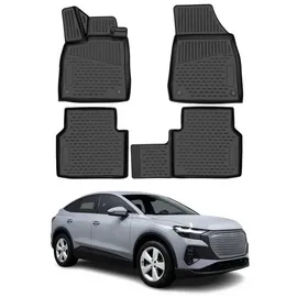 Omac Gummimatten Fußmatten kompatibel mit Audi Q4 e-tron 2021-2026 TPE Matten Schwarz 4X
