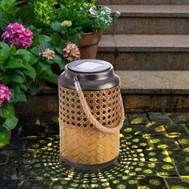 ETC Shop Outdoorleuchte Solar Laterne Außen Boho Deko Solarleuchte Solarlaternen für Außen Garten, hängend stehend, led, DxH 12 x 16 cm, 2er Set