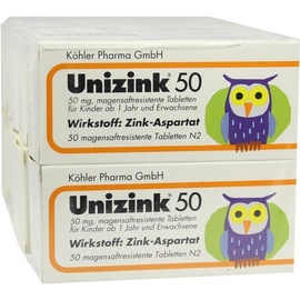 Köhler Pharma GmbH Unizink 50 magensaftresistente Tabletten 10x50 St.