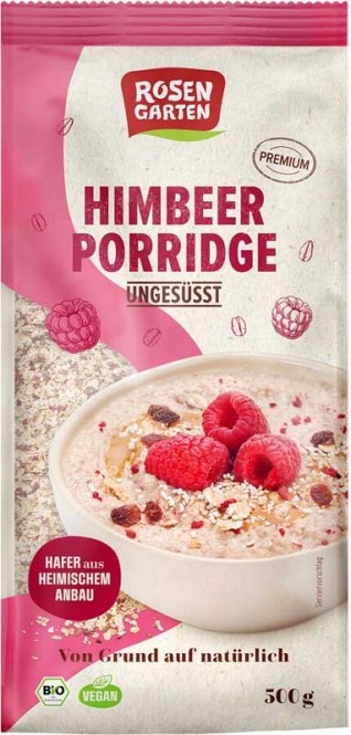 Rosengarten Himbeer-Porridge ungesüßt bio